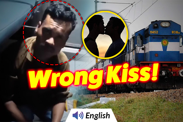 Man Forcefully Kisses Another Man in Train