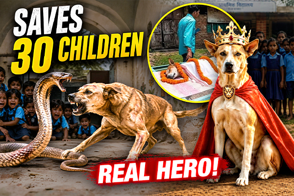 Stray Dog Kali Fights Snake; Saves 30 Children